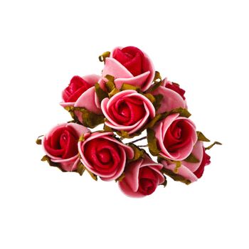 bouquet of red and pink roses isolated on white background