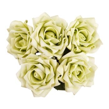 bouquet of light green roses isolated on white background