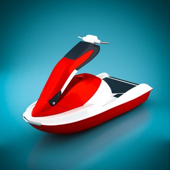 Jet ski on a beautiful blue background