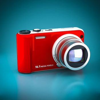 digital camera on a blue background