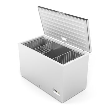 Silver freezer on white background