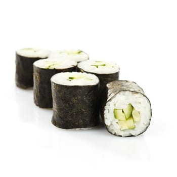 Traditional japanese sushi isolated on white background