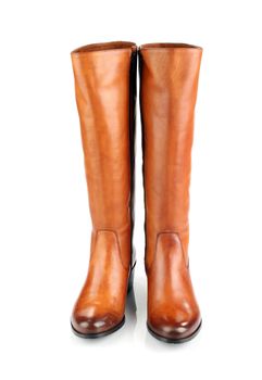 light brown female boots isolated on white background front view