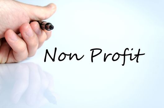 Human hand writing Non Profit isolated over white background - business concept