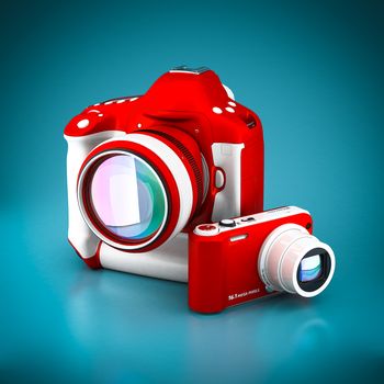 digital camera on a blue background