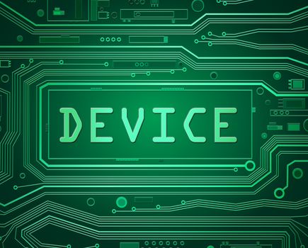Abstract style illustration depicting printed circuit board components with a device concept.