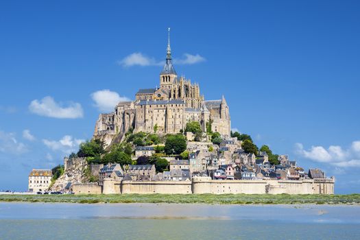View of famous Mont-Saint-Michel, France, Europe.