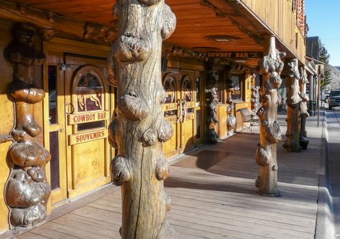 Jackson Hole, WY, USA - May 13, 2008: Legendary Million Dollar Cowboy Bar in center of Jackson Hole