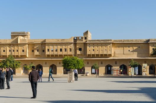 Jaipur, India - December 29, 2014: People visit Amber Fort near Jaipur, Rajasthan, India on December29, 2014. The Fort was built by Raja Man Singh I. 