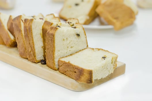 A slice of bread on a chopping board