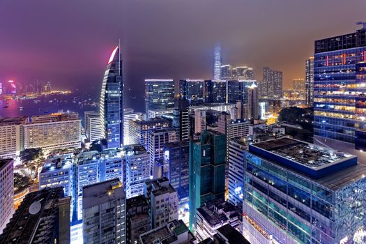 Tsim Sha Tsui at night, hong kong downtown area