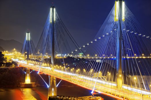 Ting Kau bridge at night, Hong Kong landmark