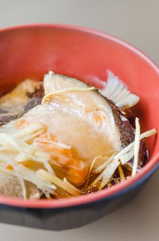 Japanese Cuisine - Salmon Kabutoni , fish with sweet sauce