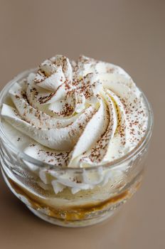 Banoffee pie in glass cup , sweet dessert