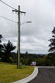 An Ambulance on a suburban street in Hazelbrook, Blue Mountains, New South Wales, Australia