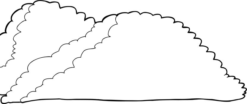 Outline cartoon cumulonimbus clouds background with copy space