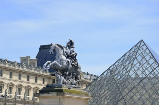 Front Entrance of Louvre with pyramid