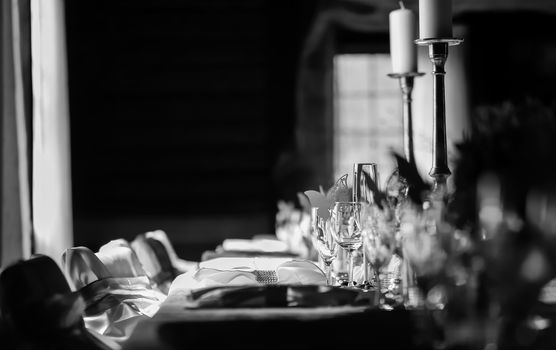 Laid table at a wedding reception