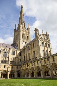 Cloister of Norwich Cathedral Church of the Holy and Undivided Trinity, Norfolk, England.