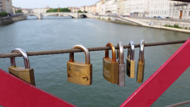 Love lock on Paul Couturier Gateway, Lyon