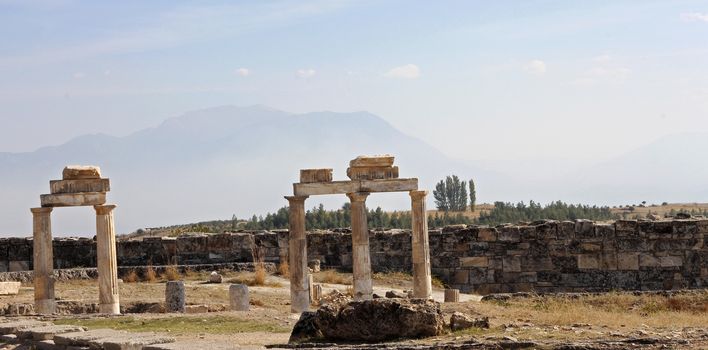 Ruins in the ancient town Hierapolis Turkey