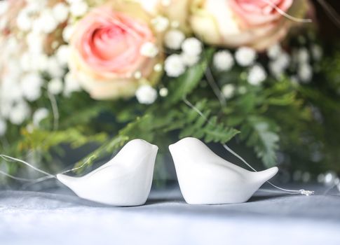 Ornaments on a table at a wedding reception