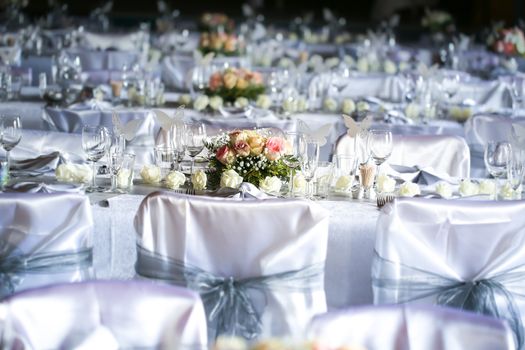 Laid table at a wedding reception