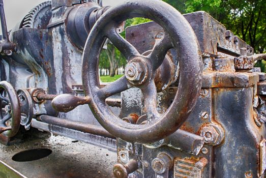 Photograph of an old rusty metal machine