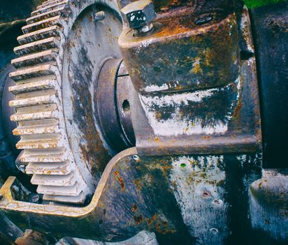 Photograph of an old rusty metal machine