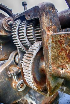 Photograph of an old rusty metal machine