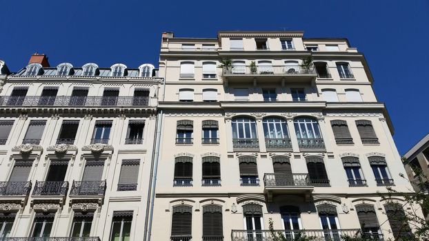 Architectural details of buildings in Lyon, France - Rue de la République