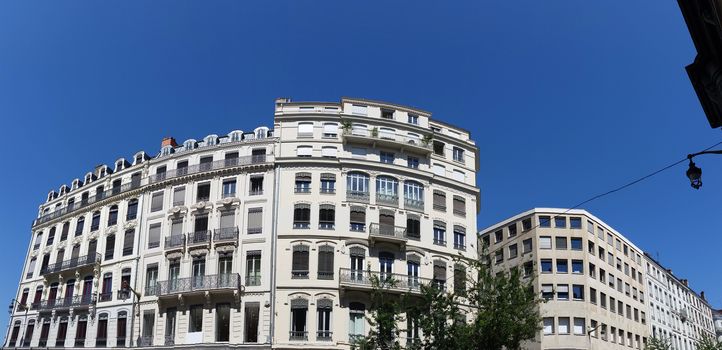 Architectural details of buildings in Lyon, France - Rue de la République