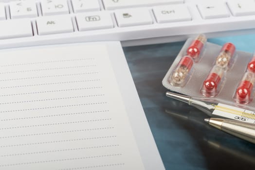 X-ray examination, notebook and keyboard with drugs