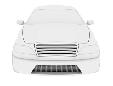 Car model on isolated white background, front view