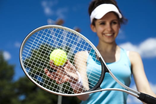 Playing tennis, natural colorful tone