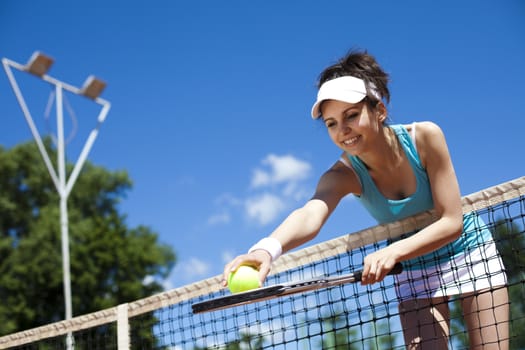 Playing tennis, natural colorful tone