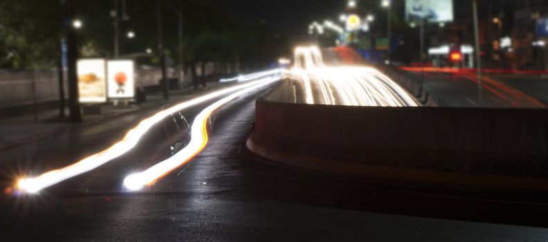 Photograph of some urban lights on a night scene