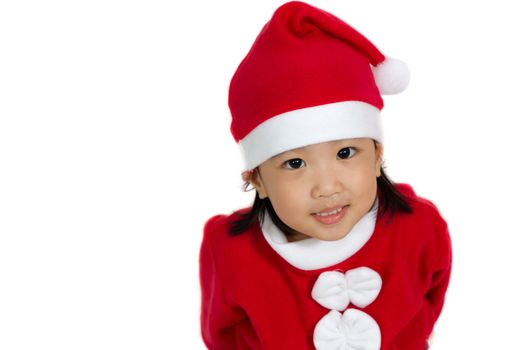 Asian Chinese santa girl in white background