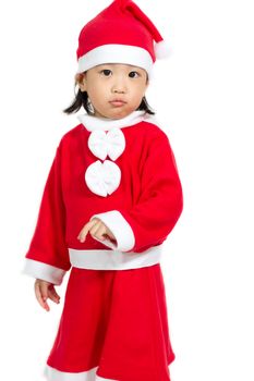 Asian Chinese santa girl in white background