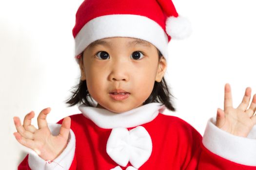 Asian Chinese santa girl in white background