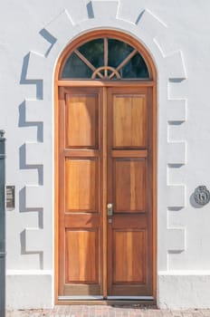 Wooden door of one of more than 200 buildings declared as national monuments in Graaff Reinet