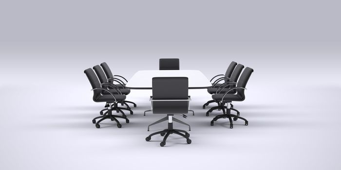 Business conference table with chairs. Gray gradient background