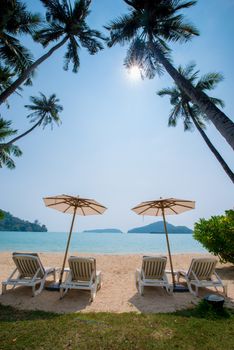 Beach chair in the Phuket Thailand beach