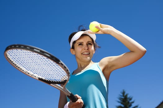 Girl Playing Tennis, natural colorful tone