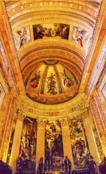 Dome Altar San Francisco el Grande Royal Basilica Madrid Spain. Basilica designed in the second half of 1700s, completed by Francisco Sabatini.