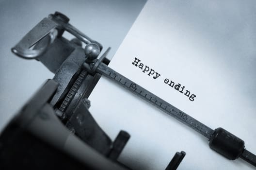 Vintage inscription made by old typewriter, Happy ending