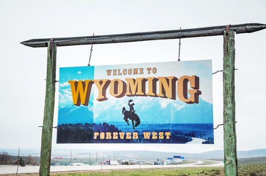 Welcome to Wyoming sign at the state border