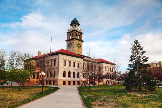 Pioneers museum in Colorado Springs, Colorado in the evening