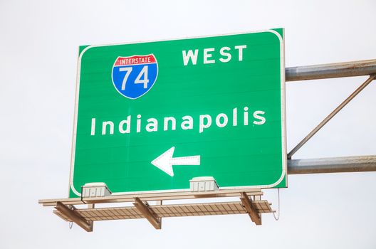 Road sign to Indianapolis at the interstate highway