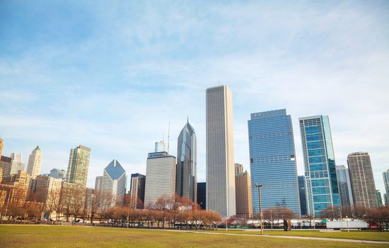 Chicago downtown cityscape in the morning